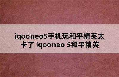 iqooneo5手机玩和平精英太卡了 iqooneo 5和平精英